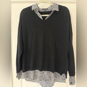 Adrianna Papell Black and White Animal Print Top